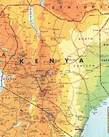 A map of Kenya. The outbreak of Rift Valley fever has occurred in the NE of the country.